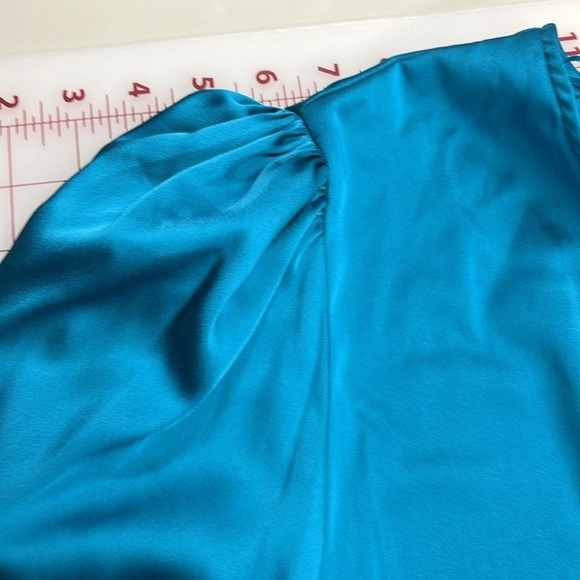 SERGIO HUDSON X TARGET Satin Turquoise Long SLV Surplice Front Bodysuit  SZ 4X - Picture 7 of 16